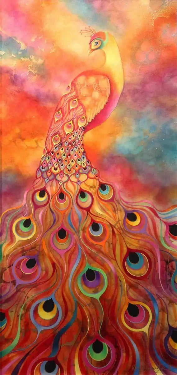Phoenix Feathers - Original - SOLD by artist Kerry Darlington - Wyecliffe Galleries