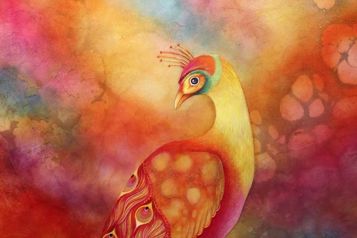 Phoenix Feathers - Original - SOLD by artist Kerry Darlington - Wyecliffe Galleries