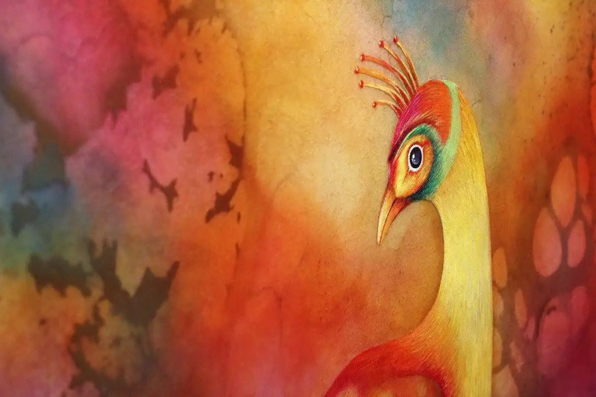 Phoenix Feathers - Original - SOLD by artist Kerry Darlington - Wyecliffe Galleries