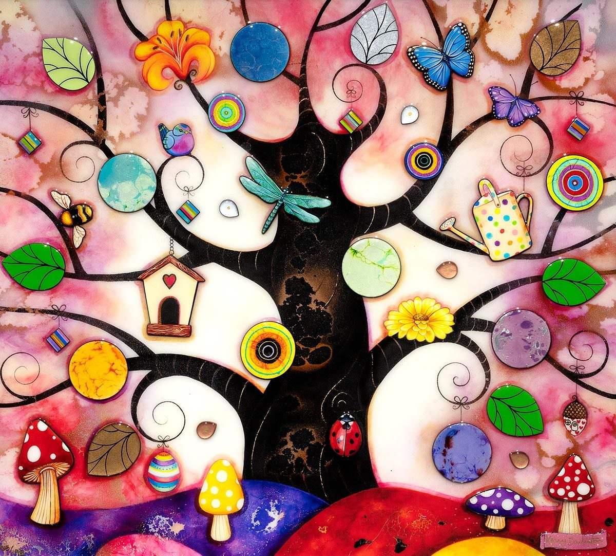 Pink Tree of Charms - Edition by artist Kerry Darlington - Wyecliffe Galleries