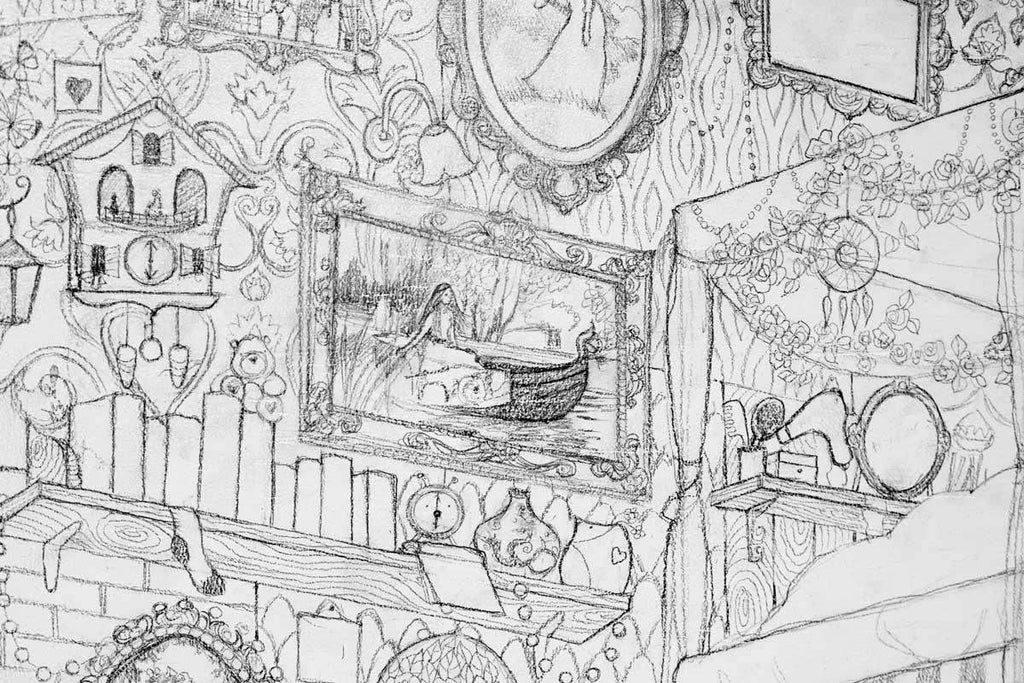 Princess and the Pea - Sketch - SOLD by artist Kerry Darlington - Wyecliffe Galleries