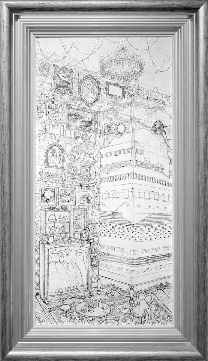 Princess and the Pea - Sketch - SOLD by artist Kerry Darlington - Wyecliffe Galleries