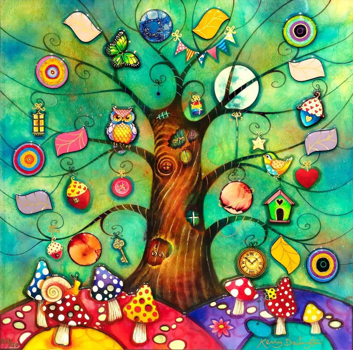 Secret Treehouse - SOLD by artist Kerry Darlington - Wyecliffe Galleries