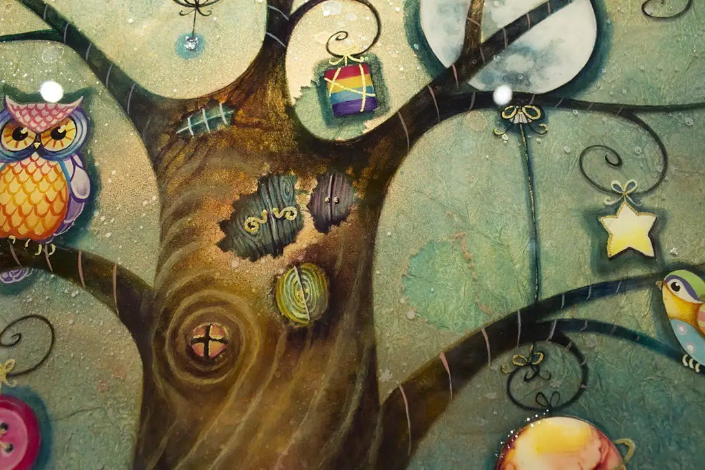 Secret Treehouse - Original SOLD by artist Kerry Darlington - Wyecliffe Galleries