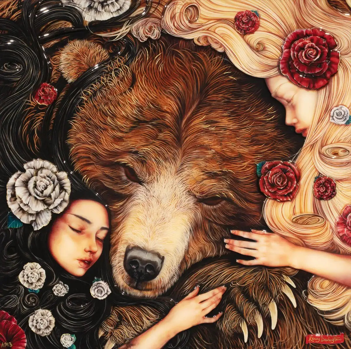 Snow White & Rose Red - Edition SOLD by artist Kerry Darlington - Wyecliffe Galleries