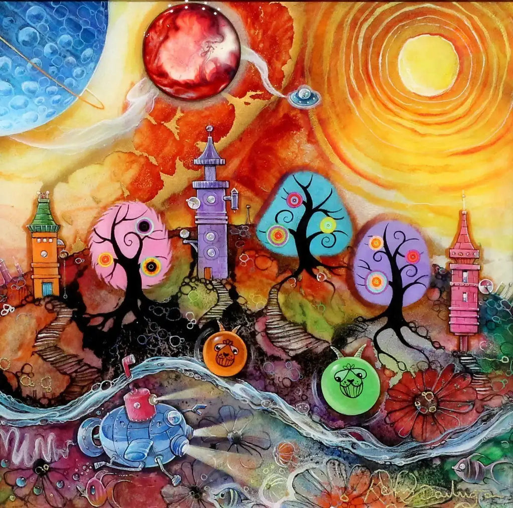 Space Hopping - ORIGINAL - SOLD by artist Kerry Darlington - Wyecliffe Galleries