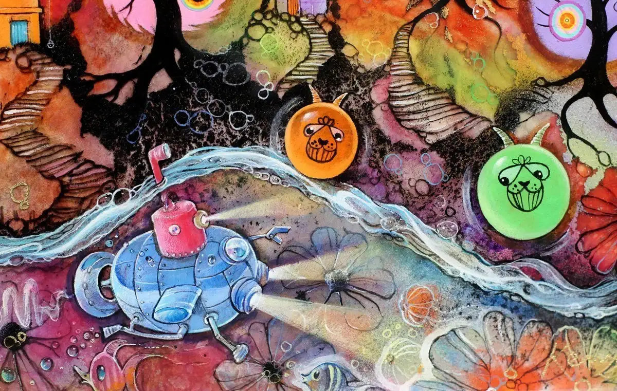 Space Hopping - ORIGINAL - SOLD by artist Kerry Darlington - Wyecliffe Galleries