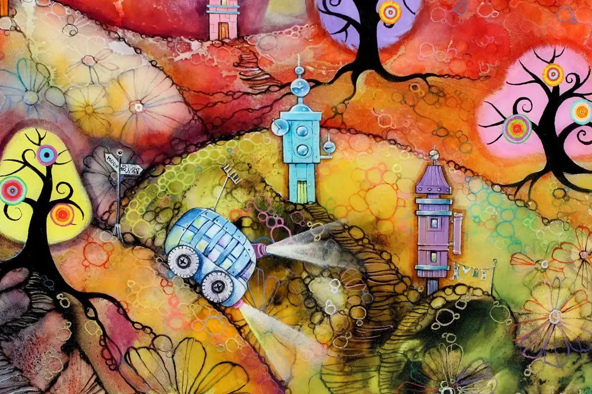 Space Travel - ORIGINAL - SOLD by artist Kerry Darlington - Wyecliffe Galleries