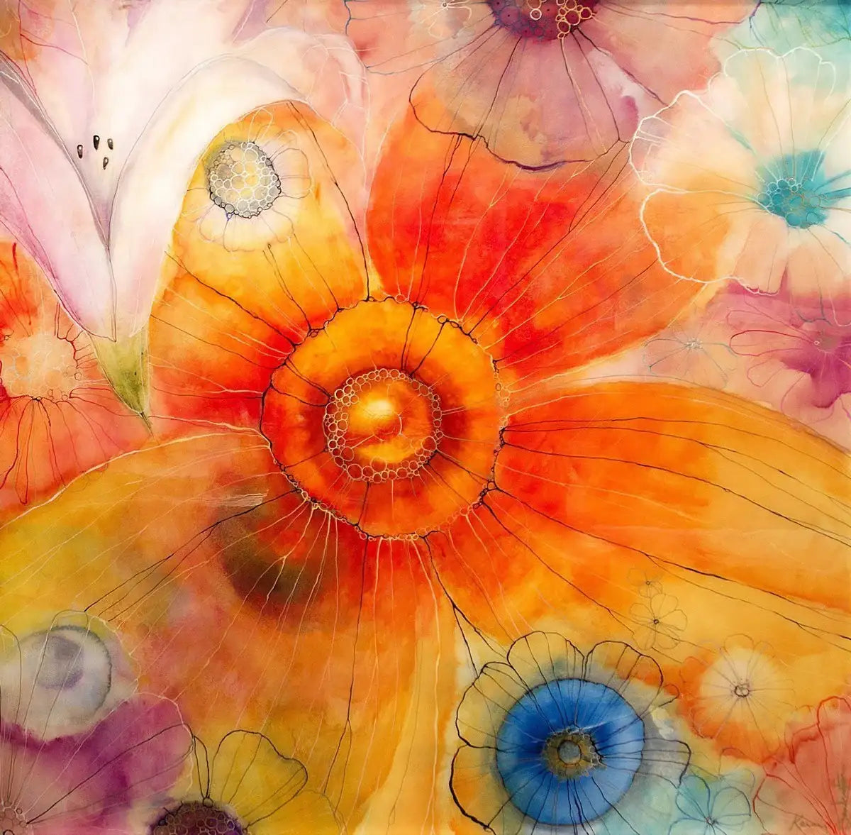 Summer Garden - ORIGINAL - SOLD by artist Kerry Darlington - Wyecliffe Galleries