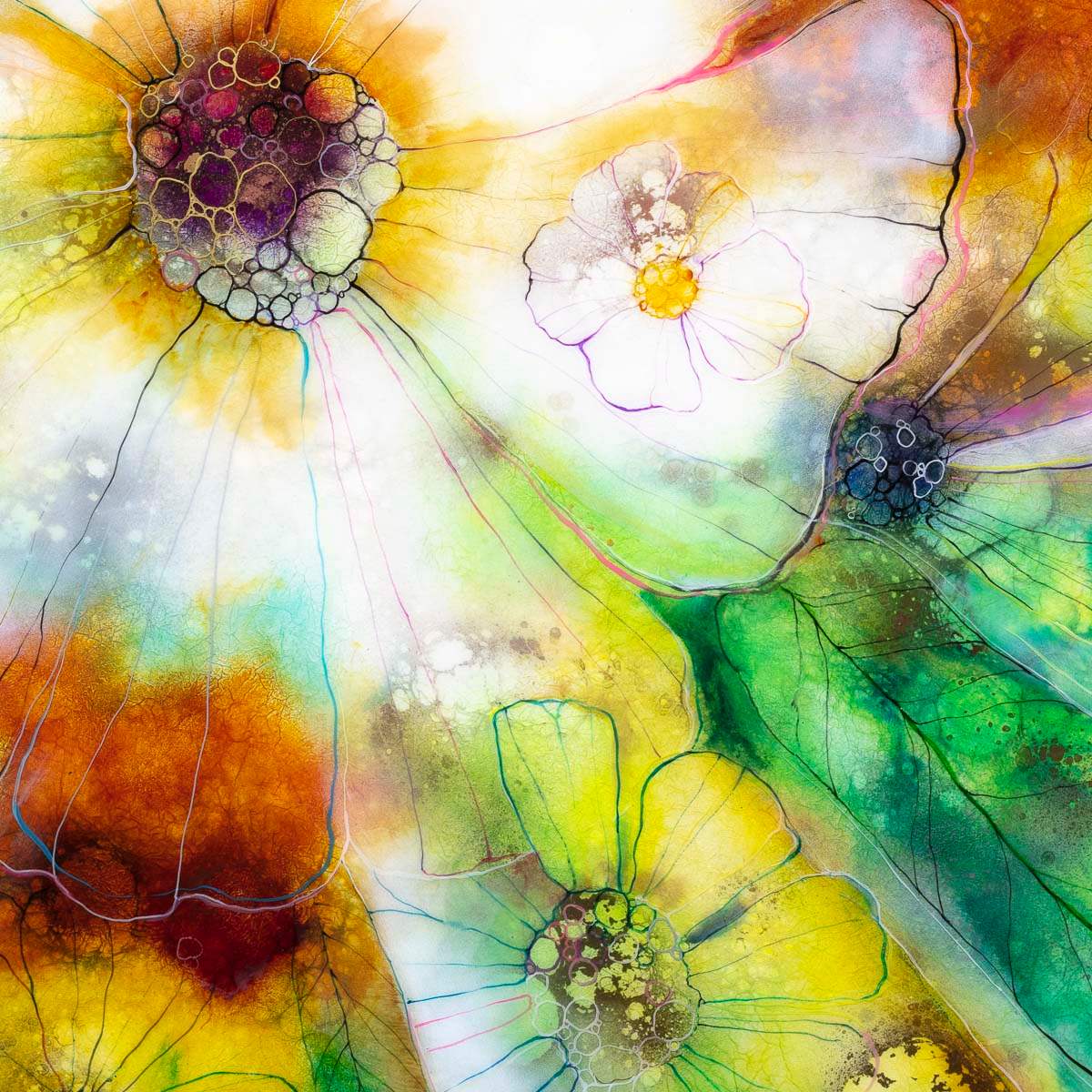 Sunny Flower - Original - SOLD by artist Kerry Darlington - Wyecliffe Galleries