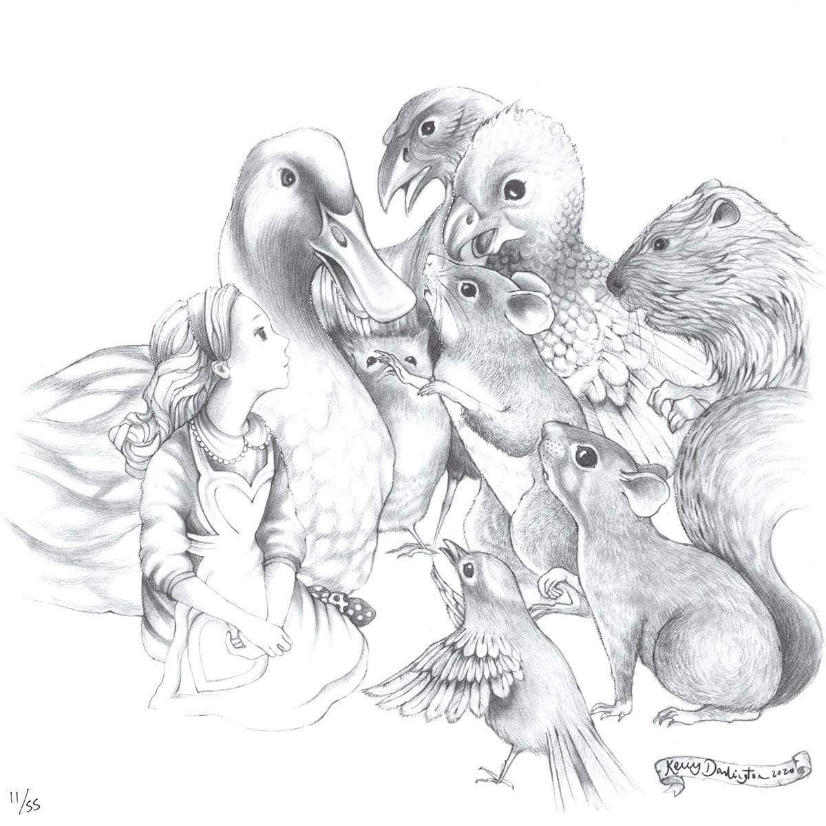The Caucus-Race and a Long Tale Sketch - Edition by artist Kerry Darlington - Wyecliffe Galleries