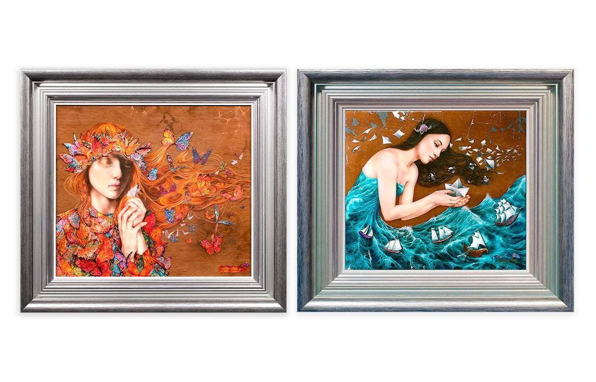 The Paper Boat & Wish Upon a Paper Butterfly - Edition - Matching SET by artist Kerry Darlington - Wyecliffe Galleries