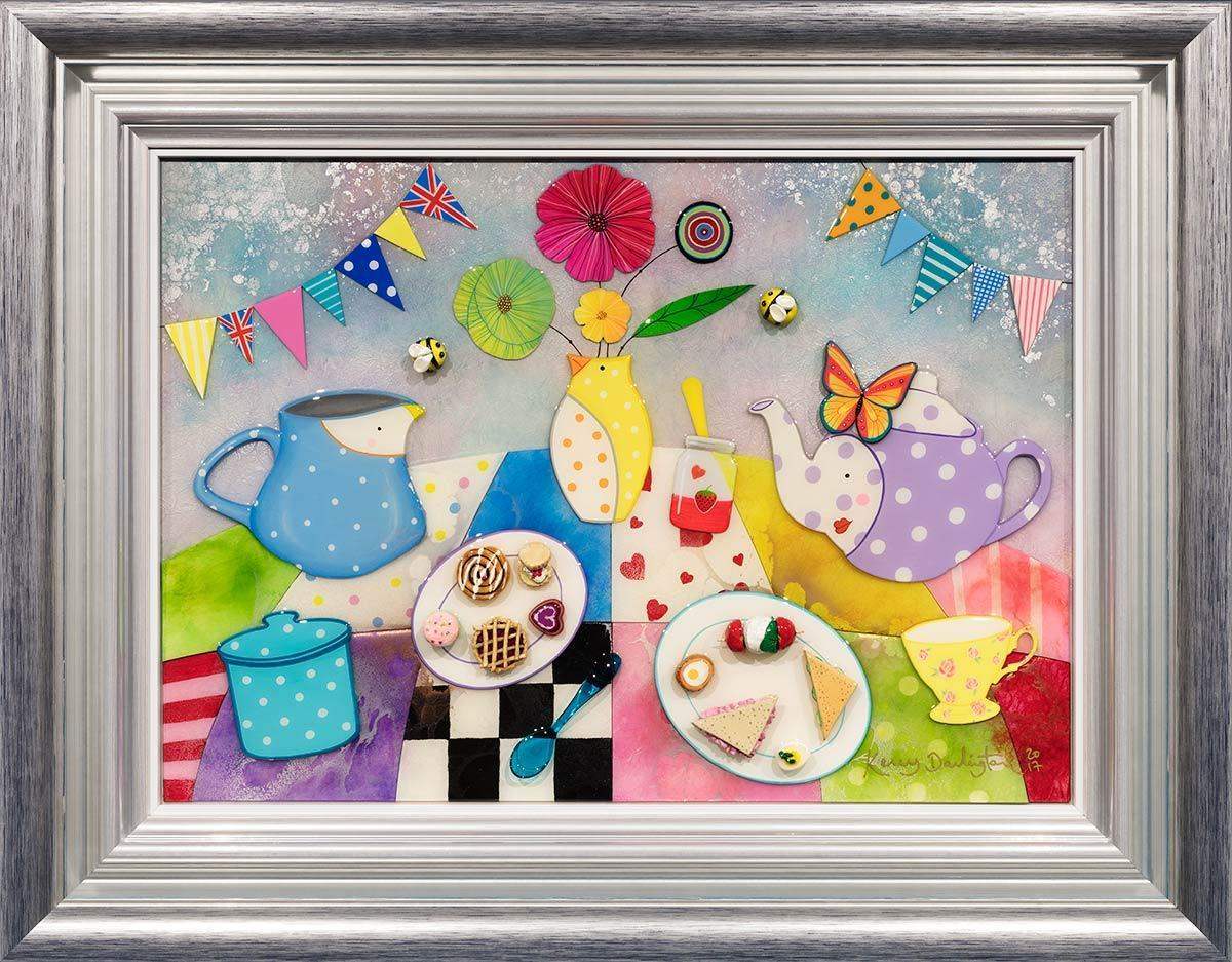 The Singing Kettle Travelling Tea Room - Original - SOLD by artist Kerry Darlington - Wyecliffe Galleries