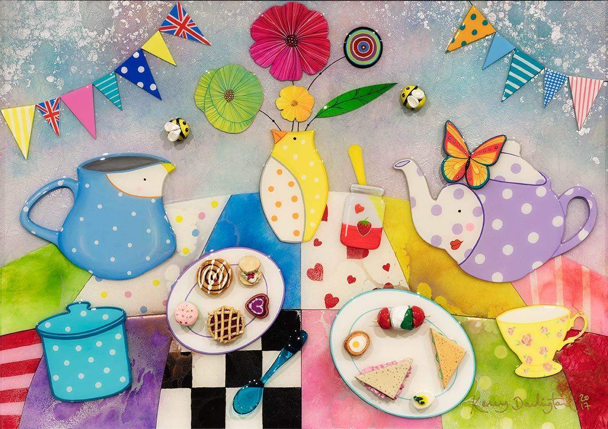 The Singing Kettle Travelling Tea Room - Original - SOLD by artist Kerry Darlington - Wyecliffe Galleries
