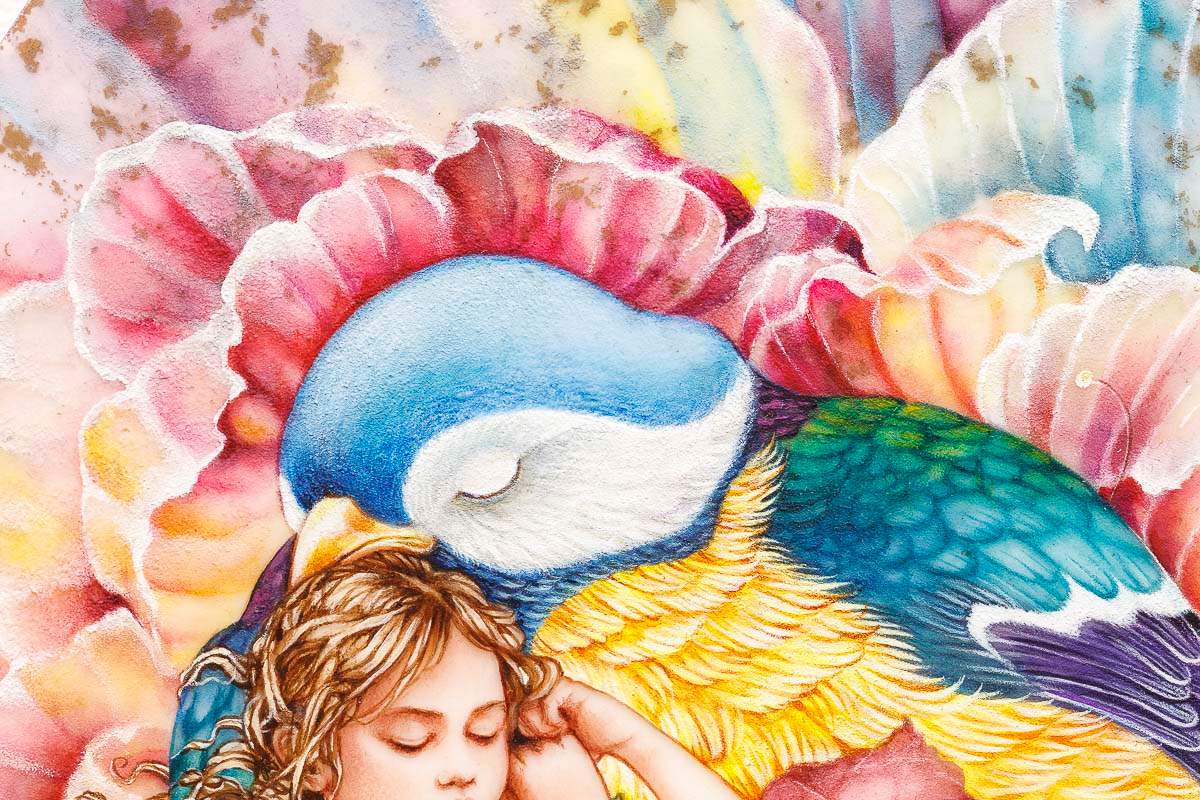 Under My Wing - Original - SOLD by artist Kerry Darlington - Wyecliffe Galleries