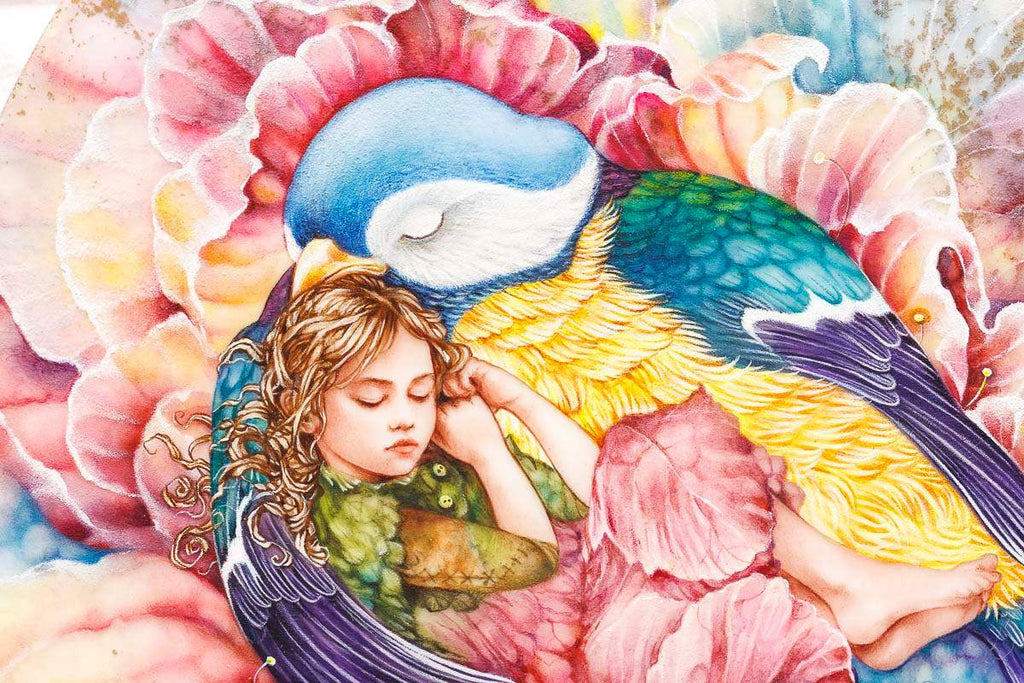 Under My Wing - Original - SOLD by artist Kerry Darlington - Wyecliffe Galleries