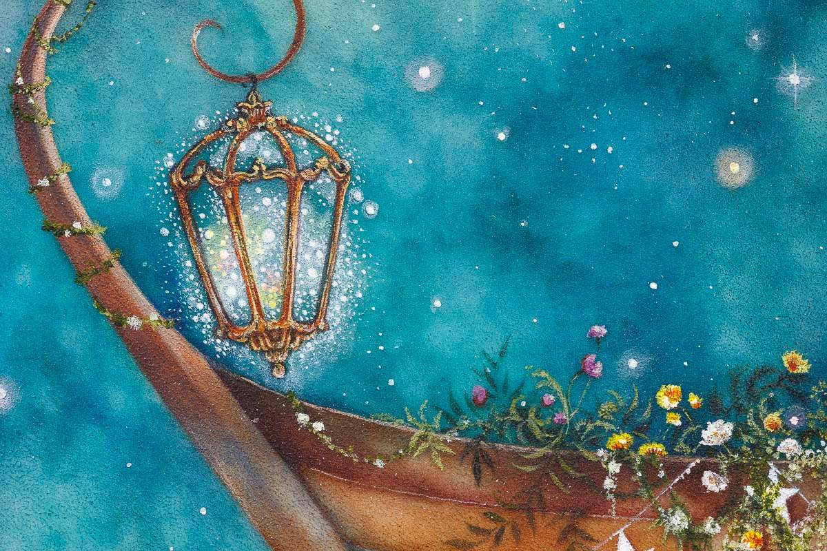 Waterfall Skies - Original - SOLD by artist Kerry Darlington - Wyecliffe Galleries