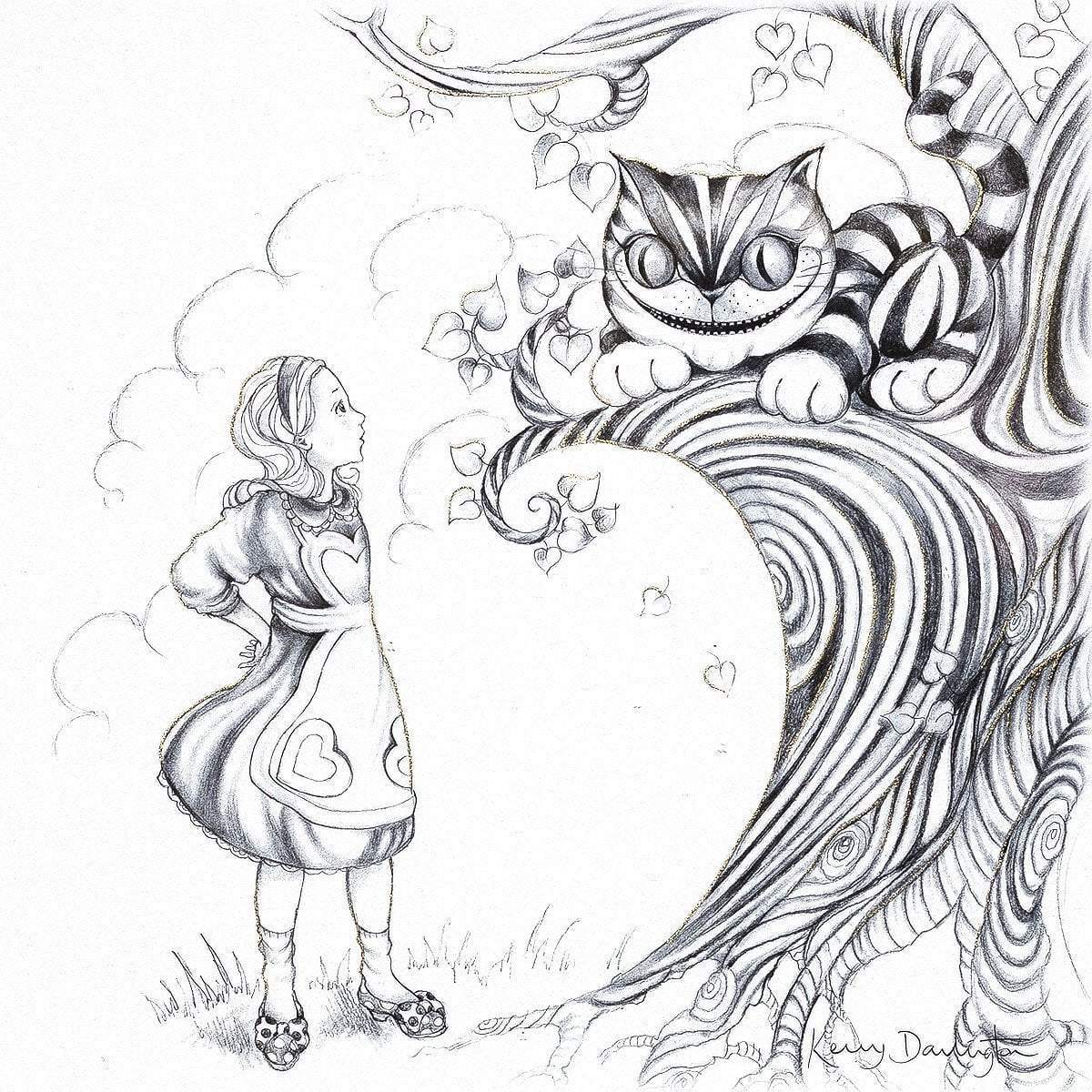 We're All Mad Here Sketch - Edition - SOLD OUT by artist Kerry Darlington - Wyecliffe Galleries