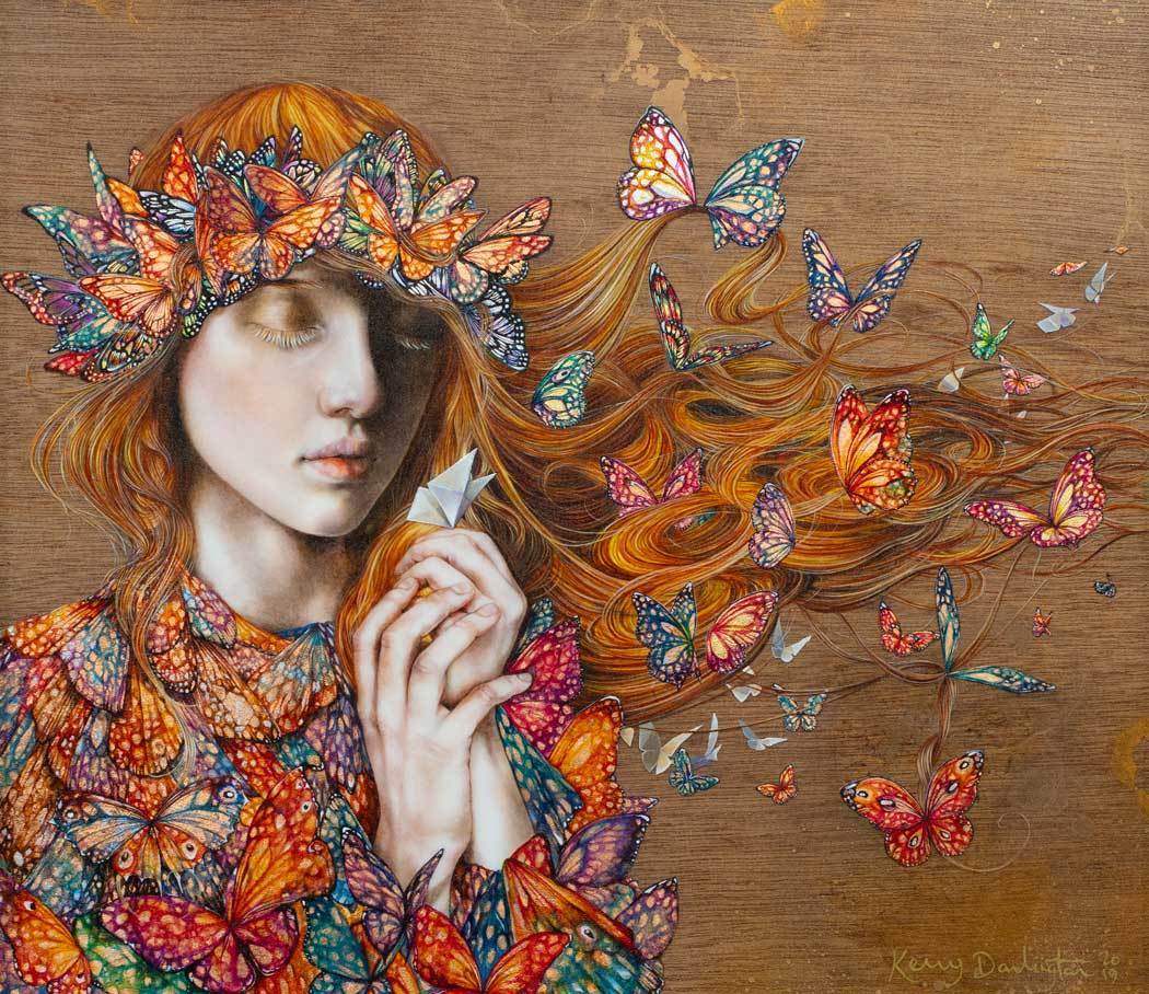 Wish Upon a Paper Butterfly - Published Original - SOLD by artist Kerry Darlington - Wyecliffe Galleries