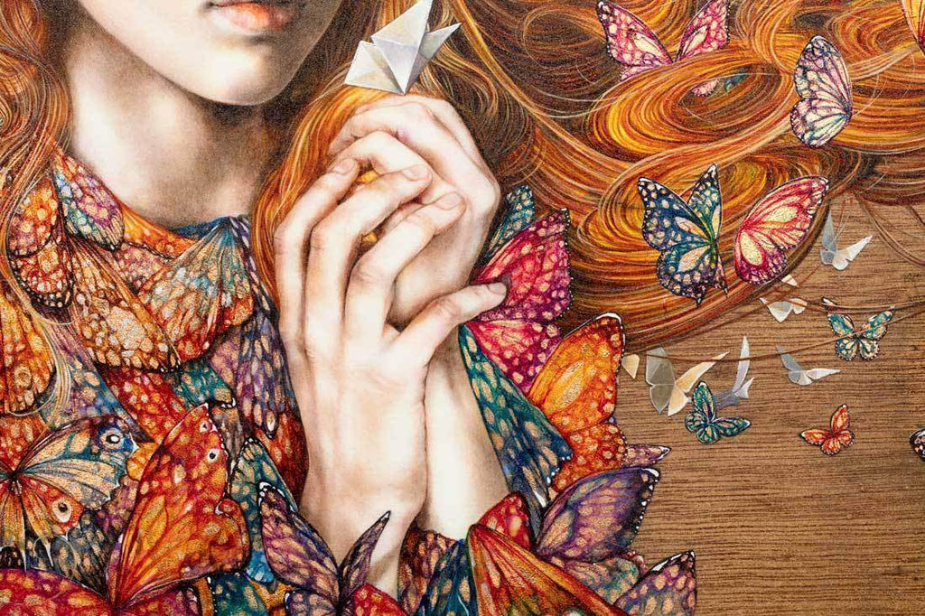 Wish Upon a Paper Butterfly - Published Original - SOLD by artist Kerry Darlington - Wyecliffe Galleries
