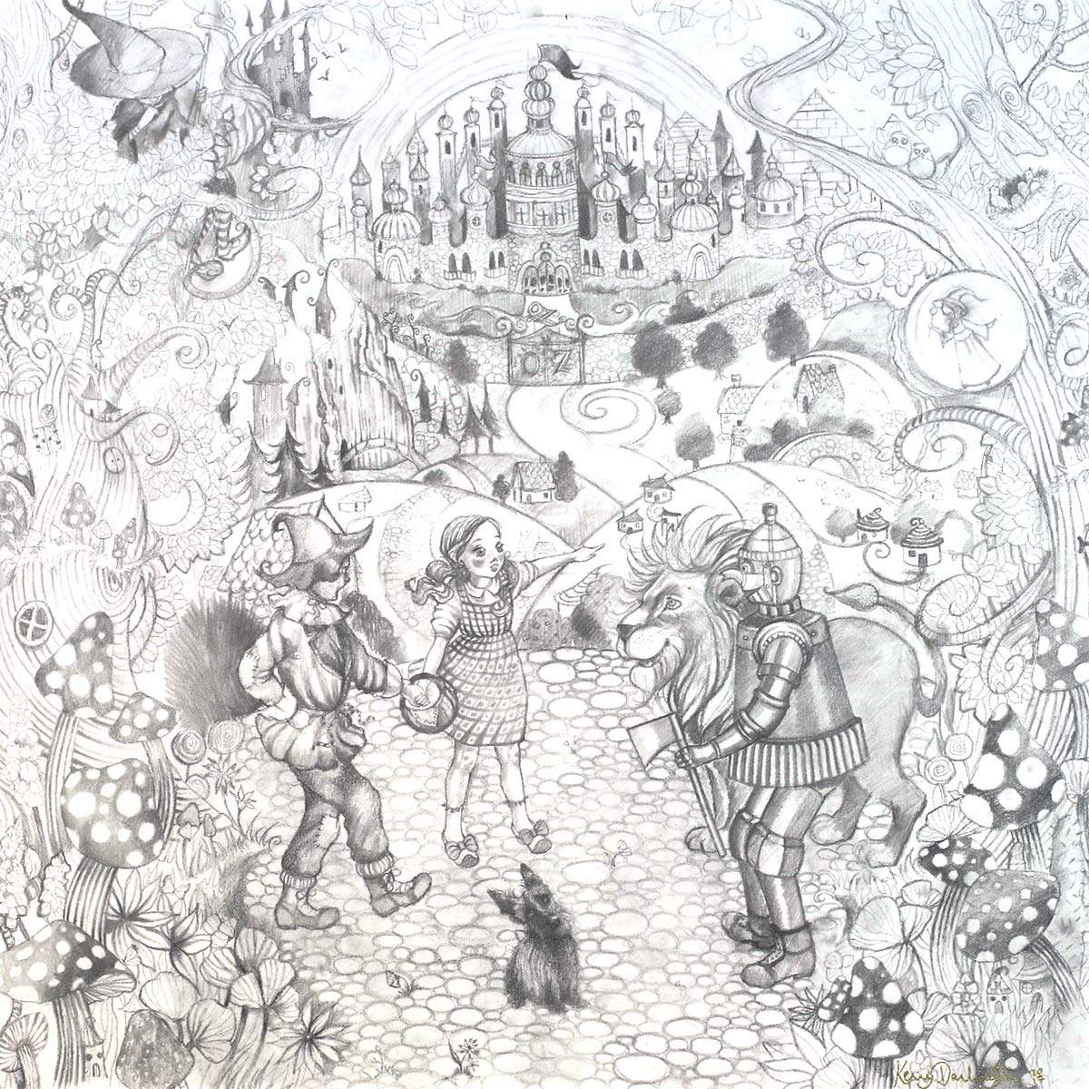 The Wonderful Wizard of Oz - Original Sketch - SOLD by artist Kerry Darlington - Wyecliffe Galleries