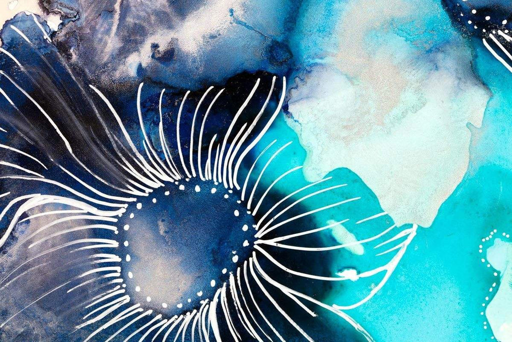 Water Petals Blue - Original by artist Laura Beck - Wyecliffe Galleries