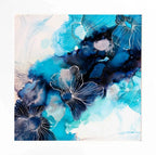 Water Petals Blue - Original by artist Laura Beck - Wyecliffe Galleries