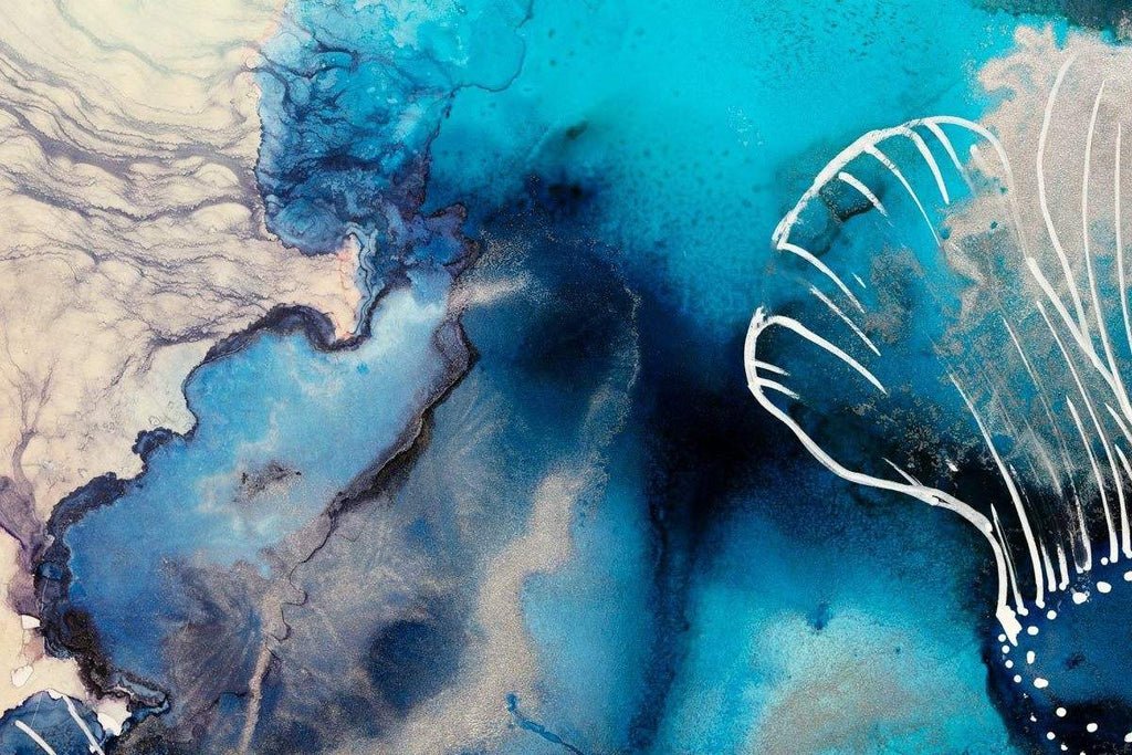 Water Petals Blue - Original by artist Laura Beck - Wyecliffe Galleries