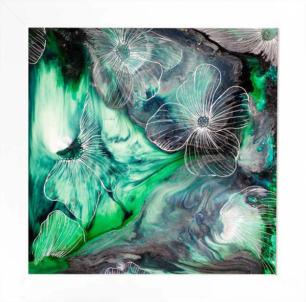 Water Petals Green - Original Art by Laura Beck - Wyecliffe Original Art