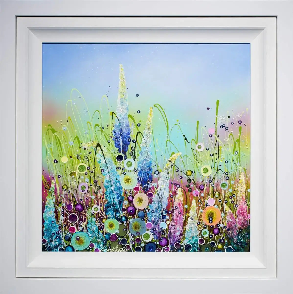 Embellished Wild Flowers - Original - SOLD by artist Leanne Christie - Wyecliffe Galleries