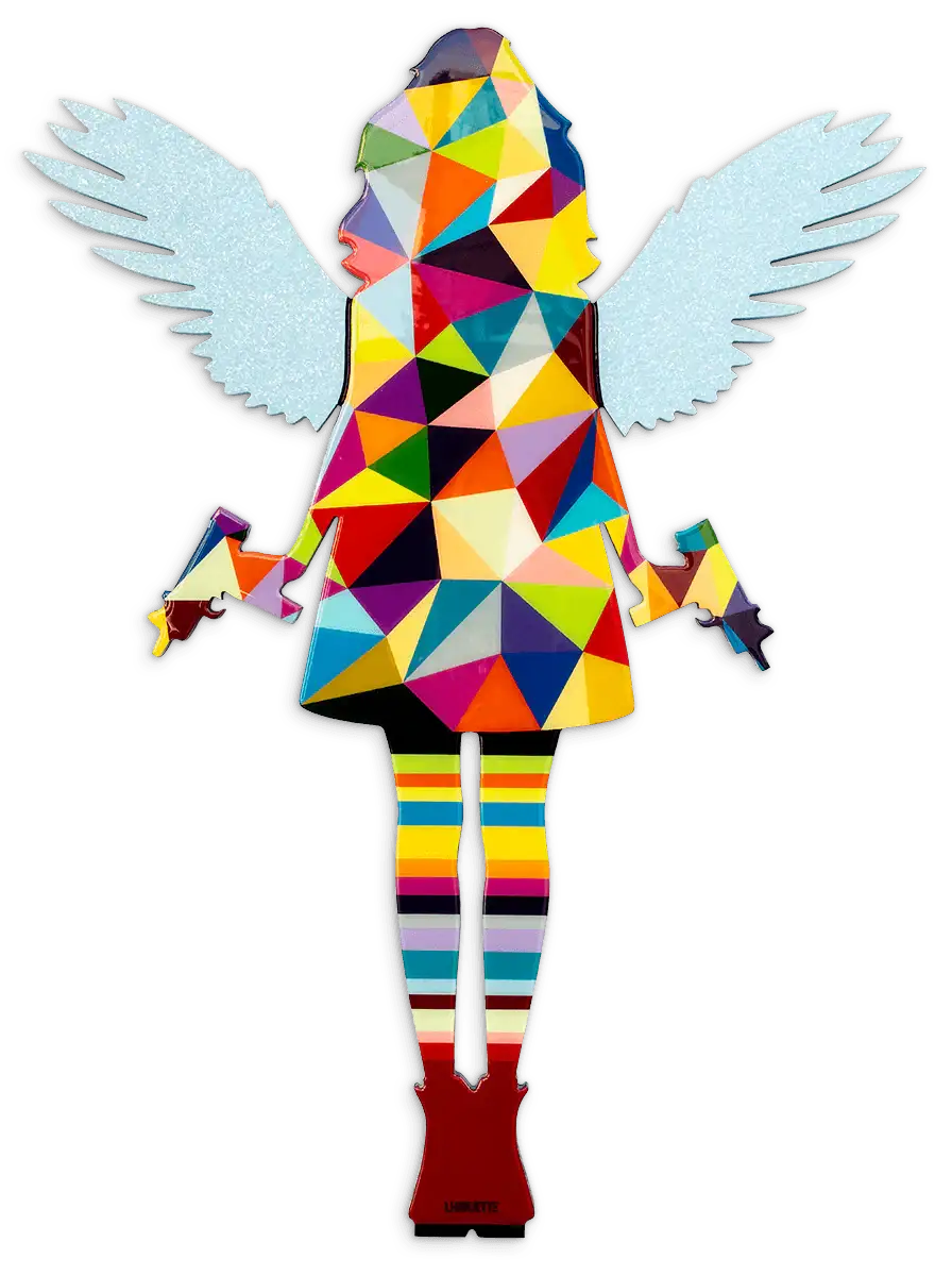 Angel Cake Blue Wings Geometric - Original Wall Sculpture - SOLD by artist Lhouette - Wyecliffe Galleries