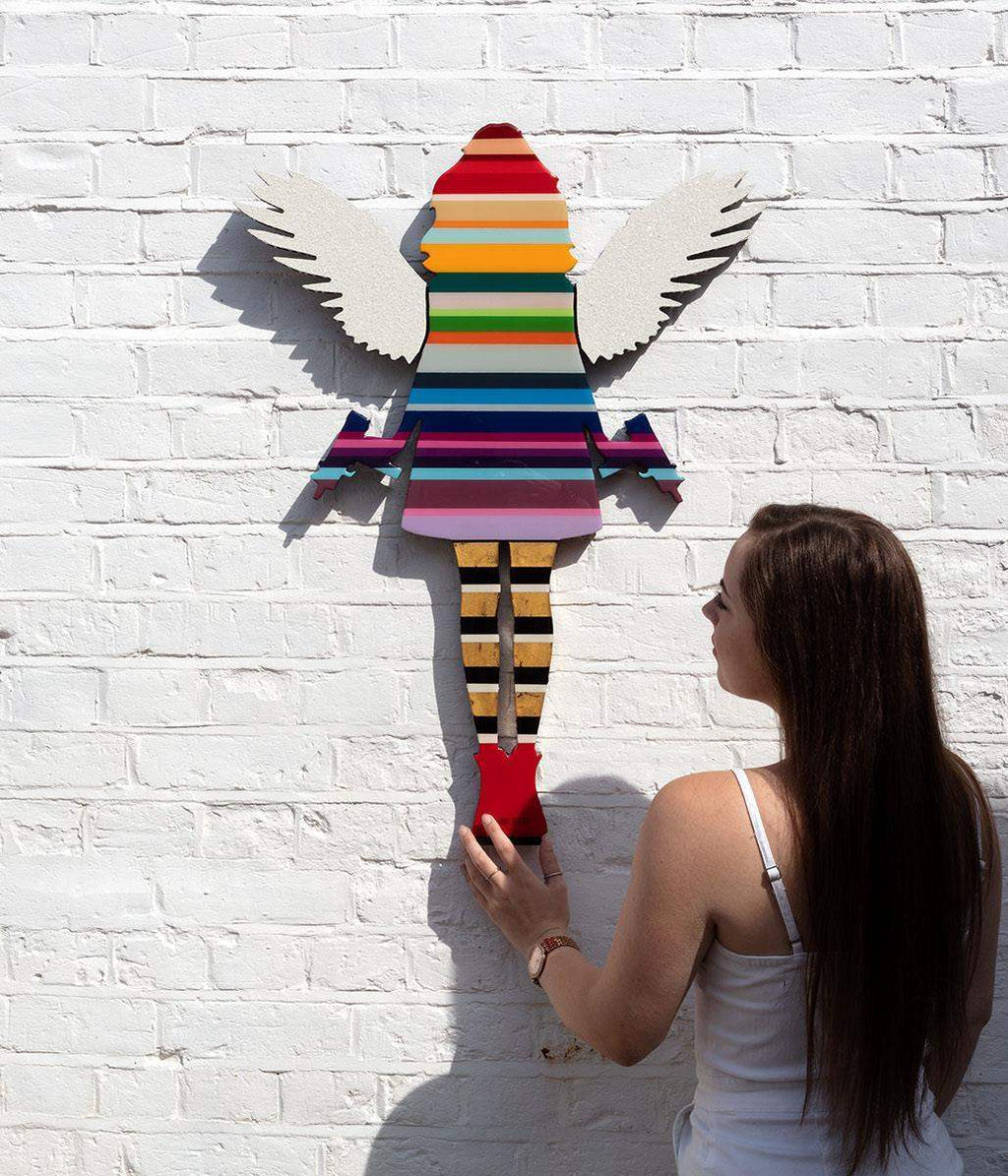 Angel Cake - Diamond Dust Wings I - Original Wall Sculpture - SOLD by artist Lhouette - Wyecliffe Galleries