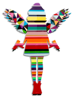 Angel Cake Geometric Wings ( Gloss Resin ) - Original Wall Sculpture - SOLD by artist Lhouette - Wyecliffe Galleries