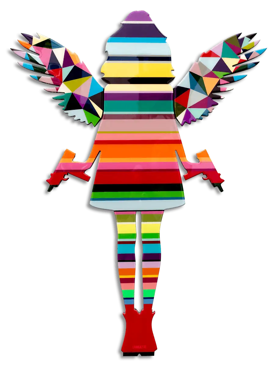 Angel Cake Geometric Wings ( Gloss Resin ) - Original Wall Sculpture - SOLD by artist Lhouette - Wyecliffe Galleries