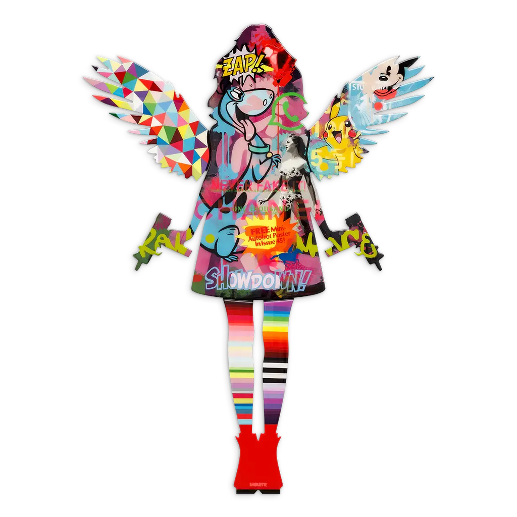 Angel Cake Large Collage Wall Sculpture - Original - SOLD by artist Lhouette - Wyecliffe Galleries