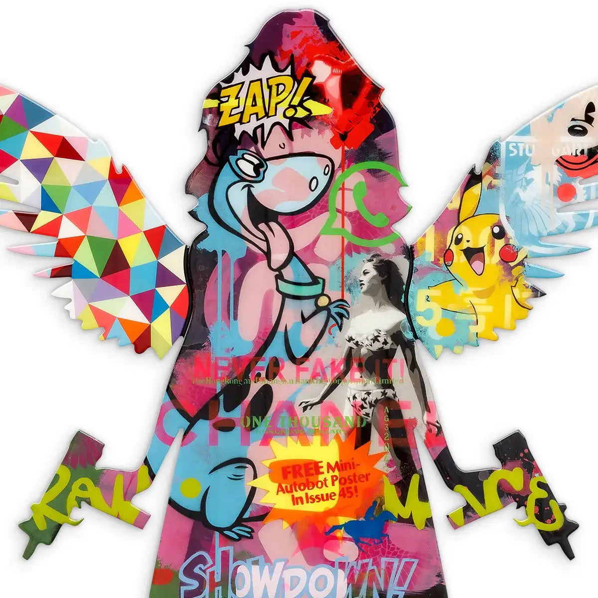 Angel Cake Large Collage Wall Sculpture - Original - SOLD by artist Lhouette - Wyecliffe Galleries