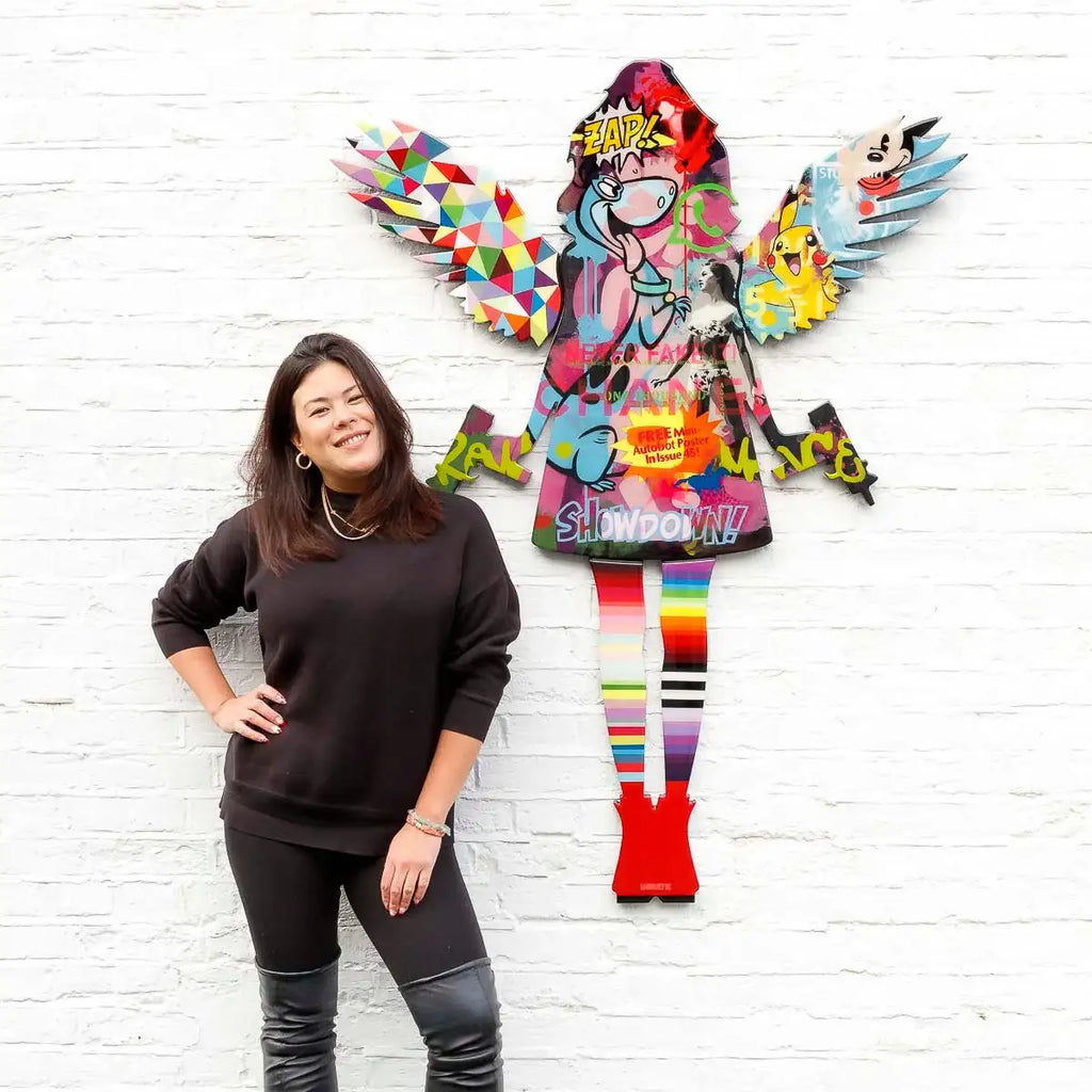 Angel Cake Large Collage Wall Sculpture - Original - SOLD by artist Lhouette - Wyecliffe Galleries