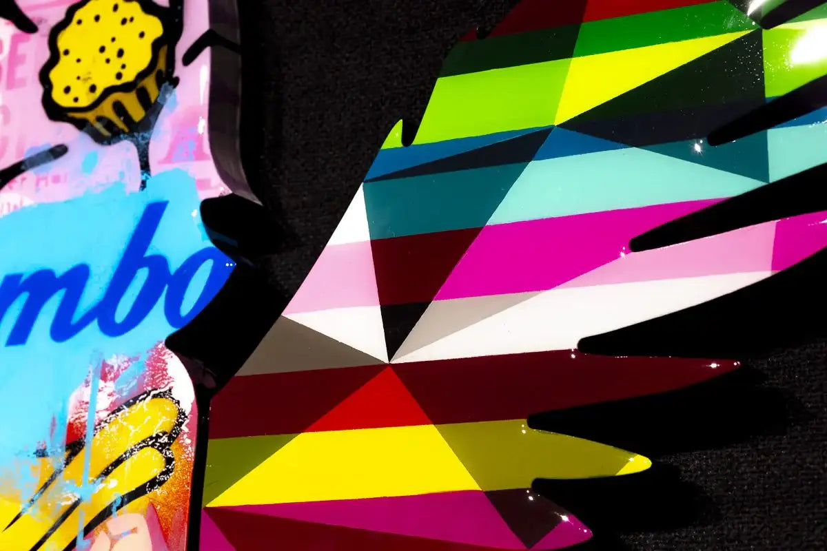 Angel Cake Collage - Original Wall Sculpture - SOLD by artist Lhouette - Wyecliffe Galleries