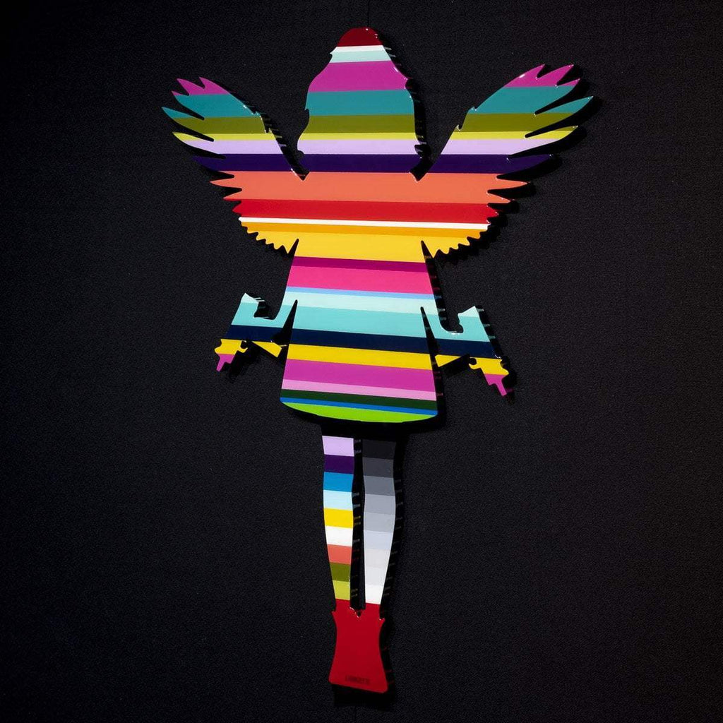 Angel Cake Rainbow Striped - Original Wall Sculpture - SOLD by artist Lhouette - Wyecliffe Galleries