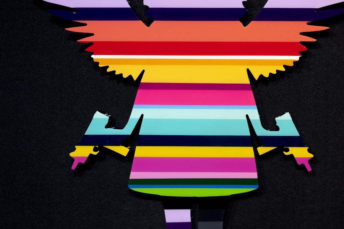 Angel Cake Rainbow Striped - Original Wall Sculpture - SOLD by artist Lhouette - Wyecliffe Galleries