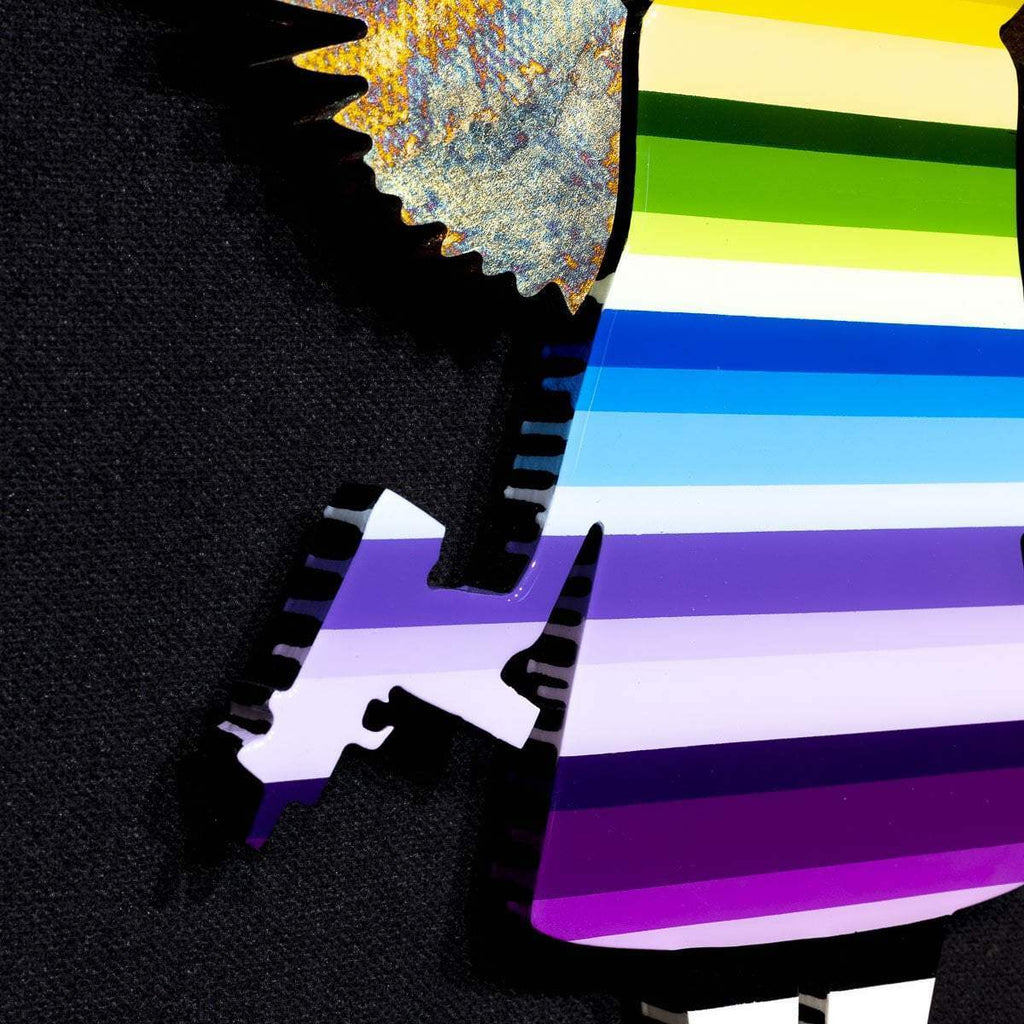 Angel Cake Striped, Metallic Wings - Original Wall Sculpture - SOLD by artist Lhouette - Wyecliffe Galleries