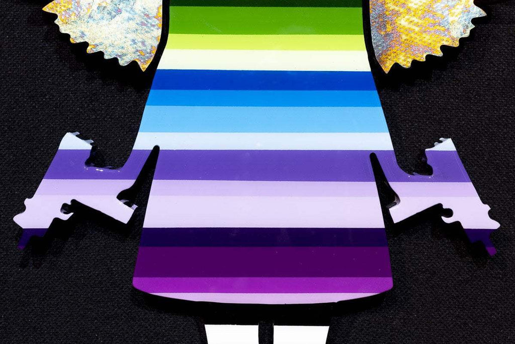 Angel Cake Striped, Metallic Wings - Original Wall Sculpture - SOLD by artist Lhouette - Wyecliffe Galleries