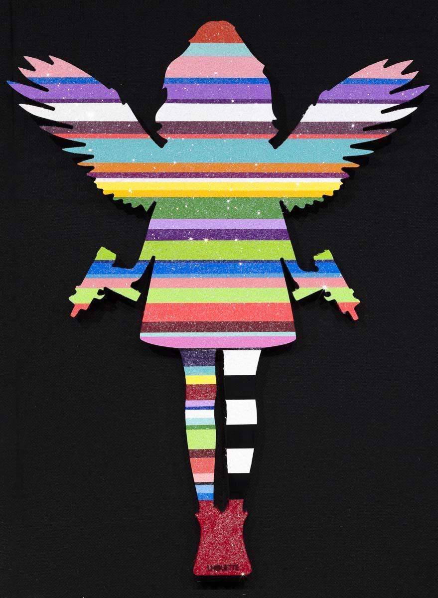 Angel Cake with Guns (Diamond Dust) - Original Wall Sculpture - SOLD by artist Lhouette - Wyecliffe Galleries