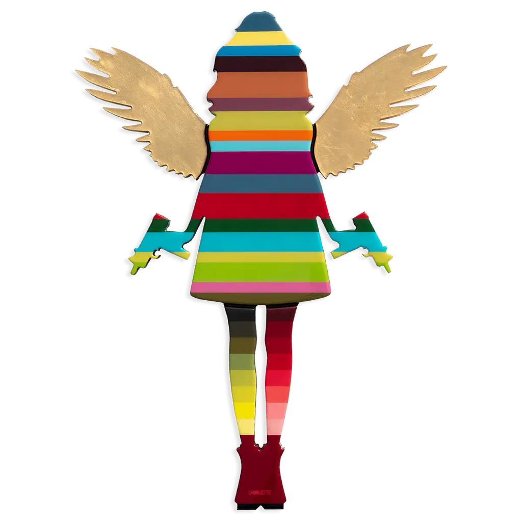 Angel Cake Miniature - Chrome Wings - Original - SOLD by artist Lhouette - Wyecliffe Galleries