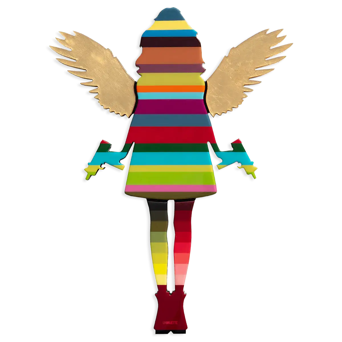 Angel Cake Miniature - Chrome Wings - Original - SOLD by artist Lhouette - Wyecliffe Galleries