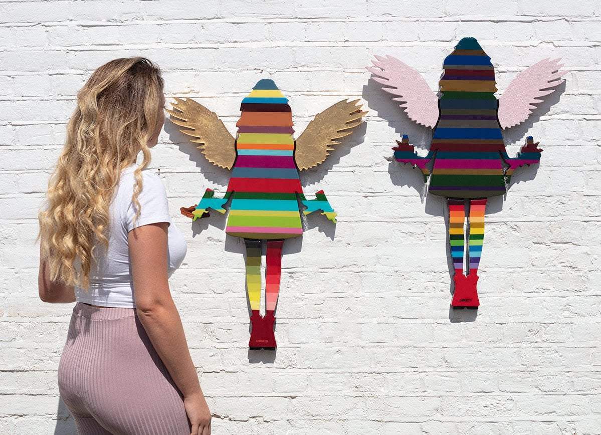 Angel Cake Miniature - Chrome Wings - Original - SOLD by artist Lhouette - Wyecliffe Galleries