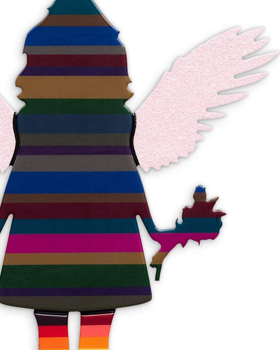 Angel Cake Miniature - Floral Striped - Original - SOLD by artist Lhouette - Wyecliffe Galleries