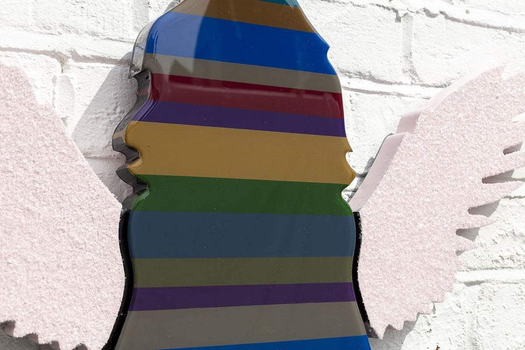 Angel Cake Miniature - Floral Striped - Original - SOLD by artist Lhouette - Wyecliffe Galleries