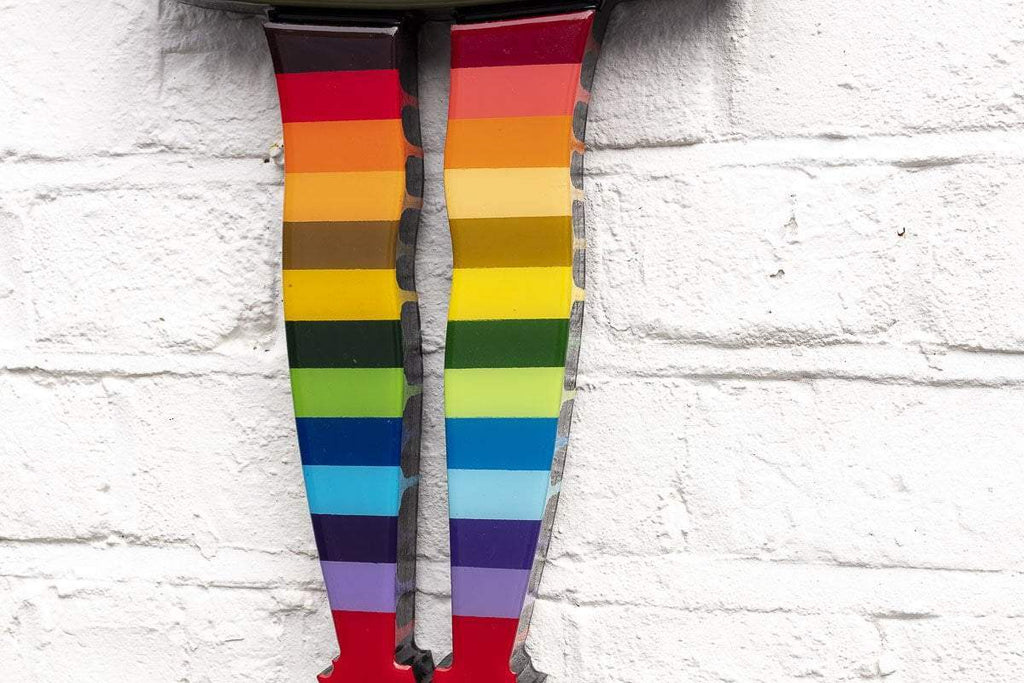 Angel Cake Miniature - Floral Striped - Original - SOLD by artist Lhouette - Wyecliffe Galleries