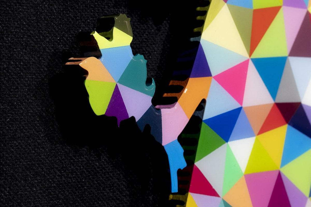 Angel Cake Miniature - Geometric with flowers - Original Wall Sculpture - SOLD by artist Lhouette - Wyecliffe Galleries